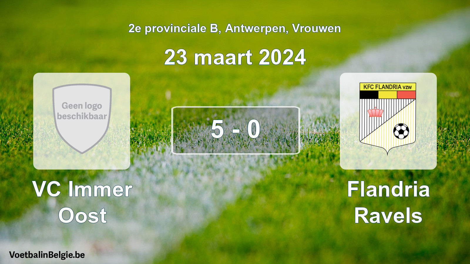 Gespeelde wedstrijd vrouwenvoetbal: VC Immer Oost - Flandria Ravels 5 - 0 (23 maart 2024)