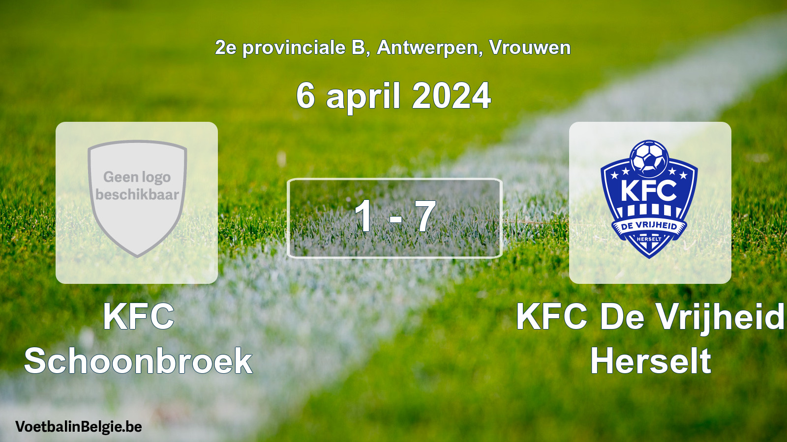 Gespeelde wedstrijd vrouwenvoetbal: KFC Schoonbroek - KFC De Vrijheid Herselt 1 - 7 (6 april 2024)