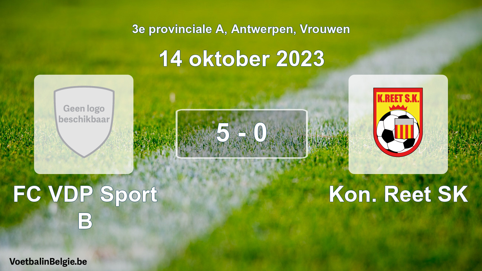 Gespeelde wedstrijd vrouwenvoetbal: FC VDP Sport B - Kon. Reet SK 5 - 0 (14 oktober 2023)