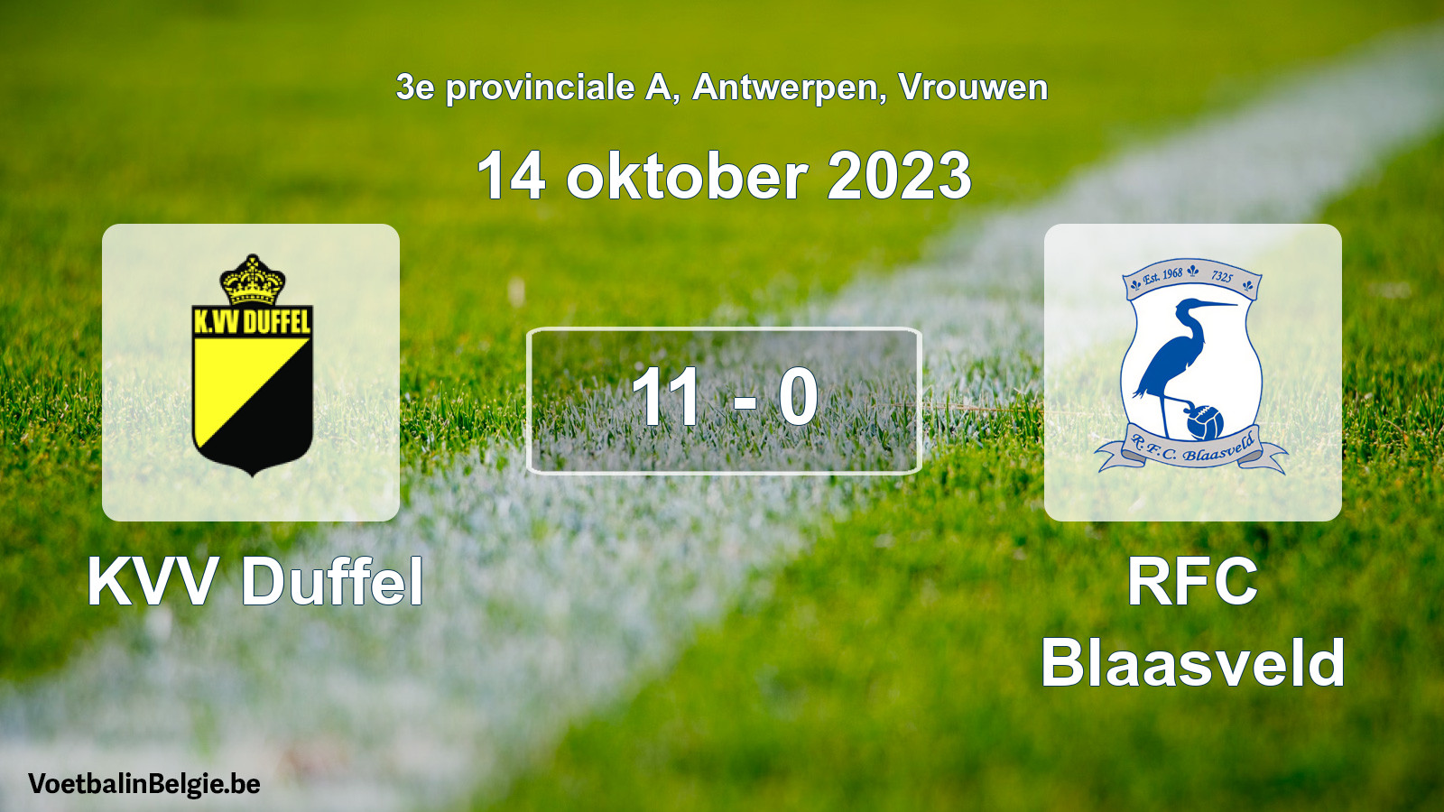 Gespeelde wedstrijd vrouwenvoetbal: KVV Duffel - RFC Blaasveld 11 - 0 (14 oktober 2023)