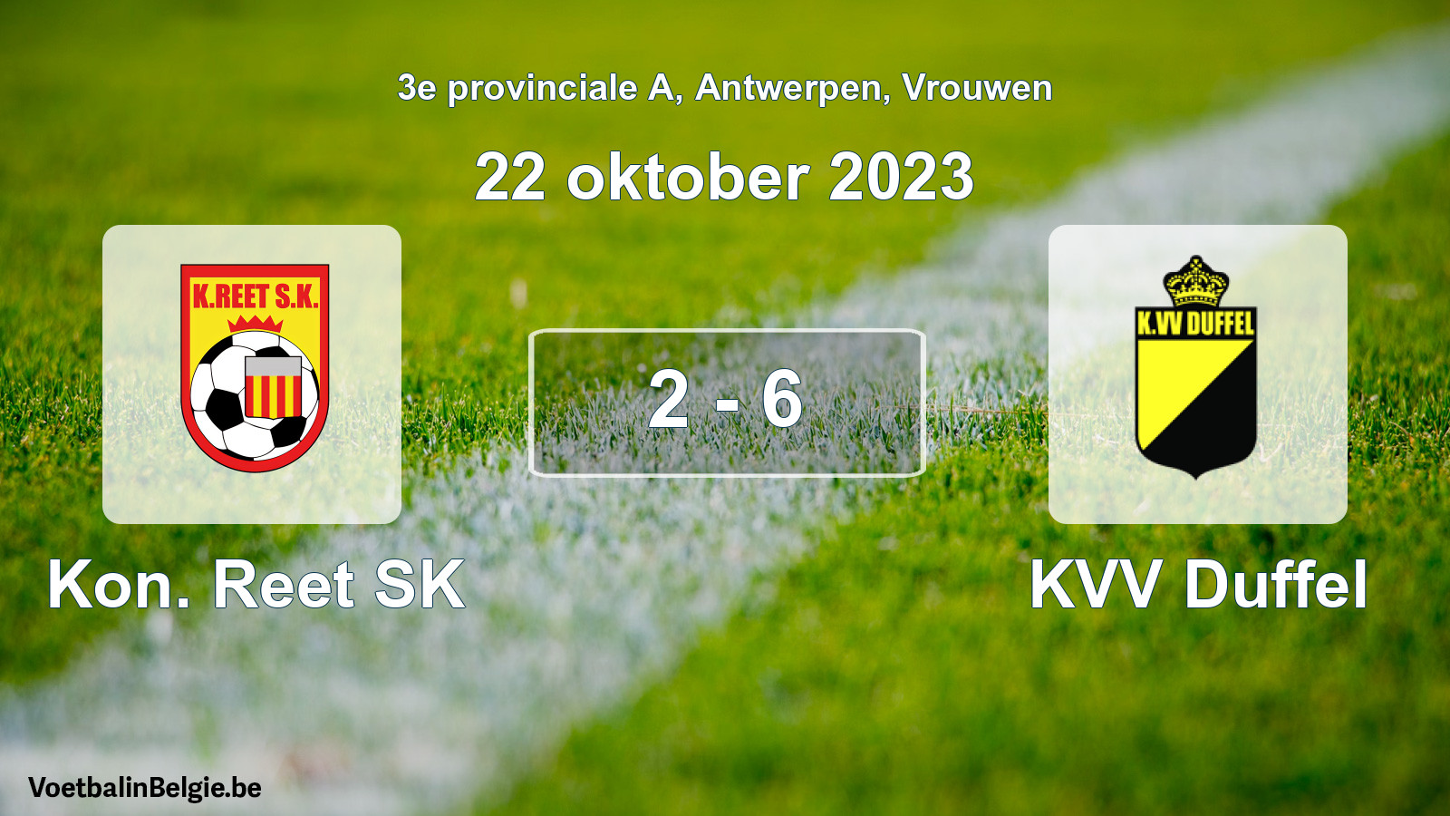 Gespeelde wedstrijd vrouwenvoetbal: Kon. Reet SK - KVV Duffel 2 - 6 (22 oktober 2023)