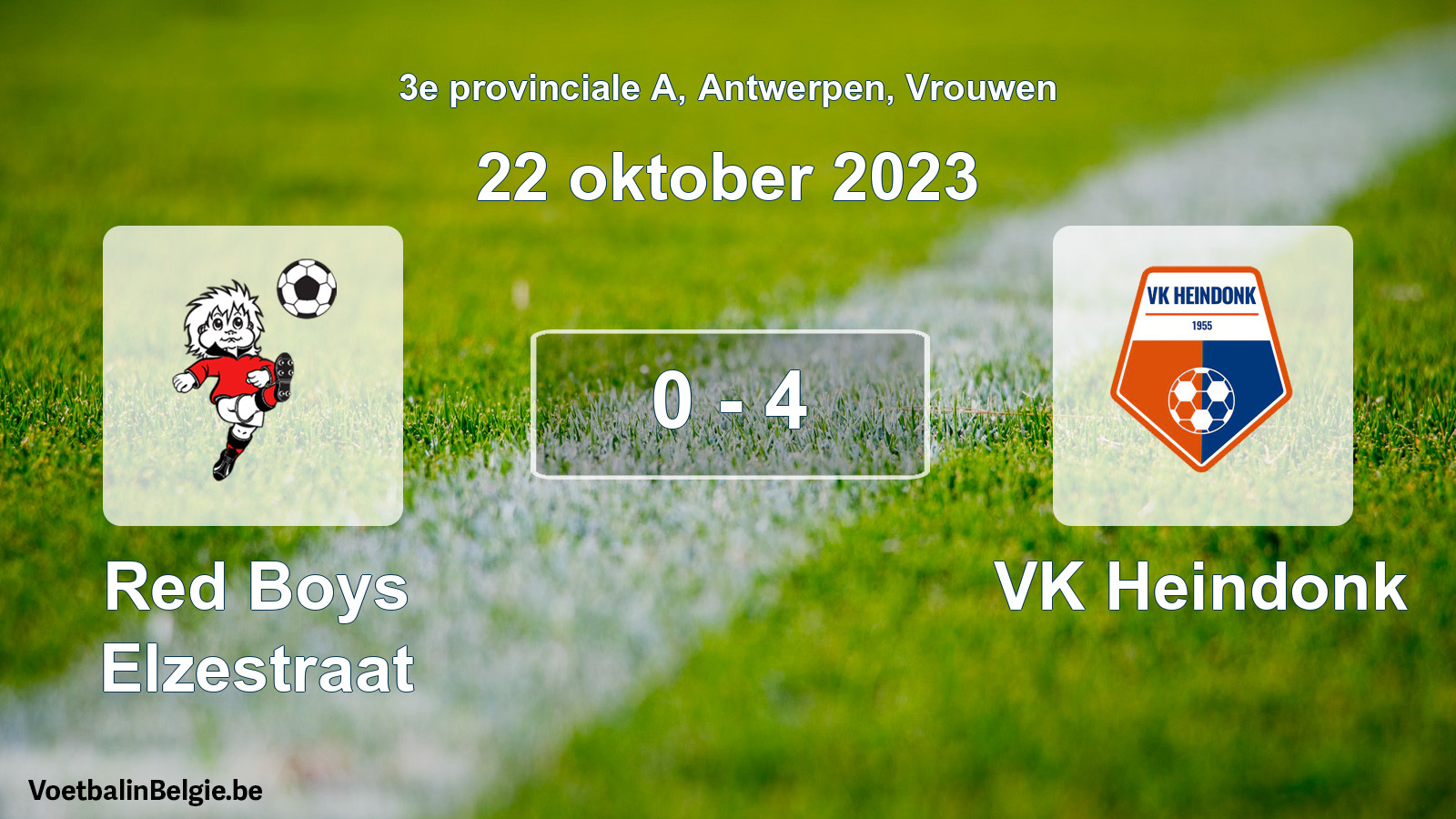 Gespeelde wedstrijd vrouwenvoetbal: Red Boys Elzestraat - VK Heindonk 0 - 4 (22 oktober 2023)
