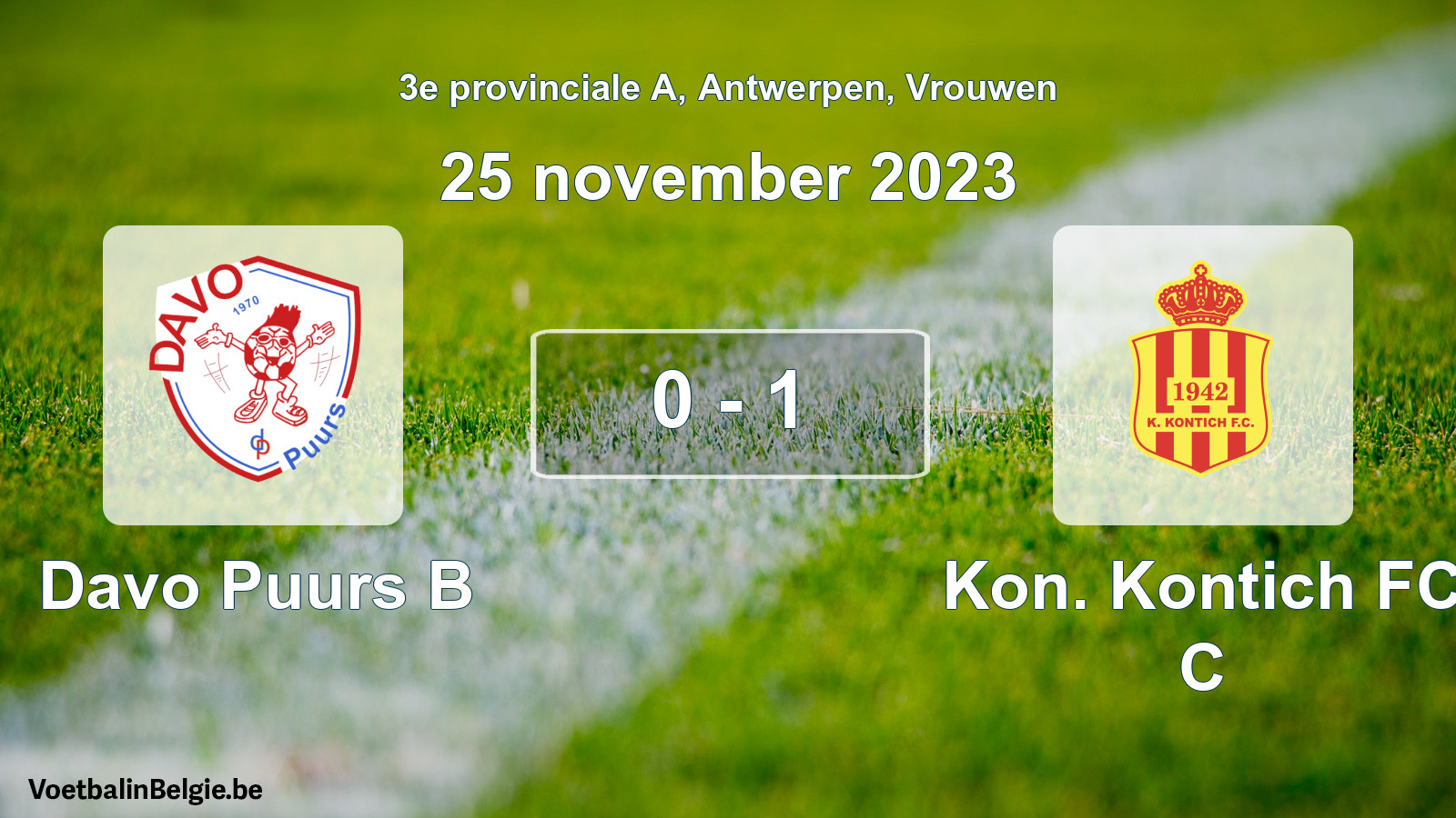 Played match women football: Davo Puurs B - Kon. Kontich FC C 0 - 1 (25 November 2023)