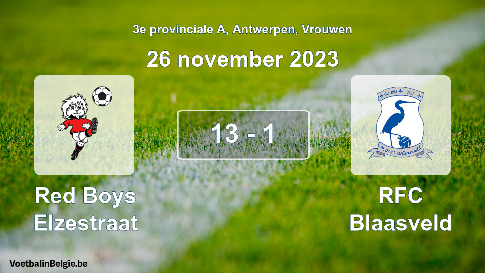 Played match women football: Red Boys Elzestraat - RFC Blaasveld 13 - 1 (26 November 2023)