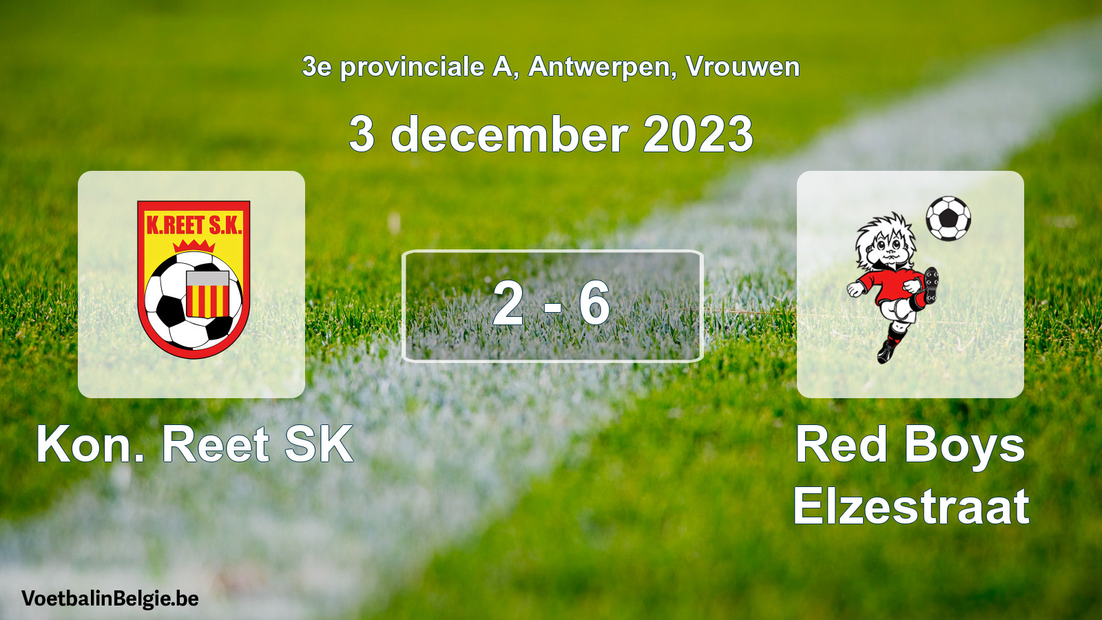 Gespieltes Spiel frauen-Fußball: Kon. Reet SK - Red Boys Elzestraat 2 - 6 (3 Dezember 2023)