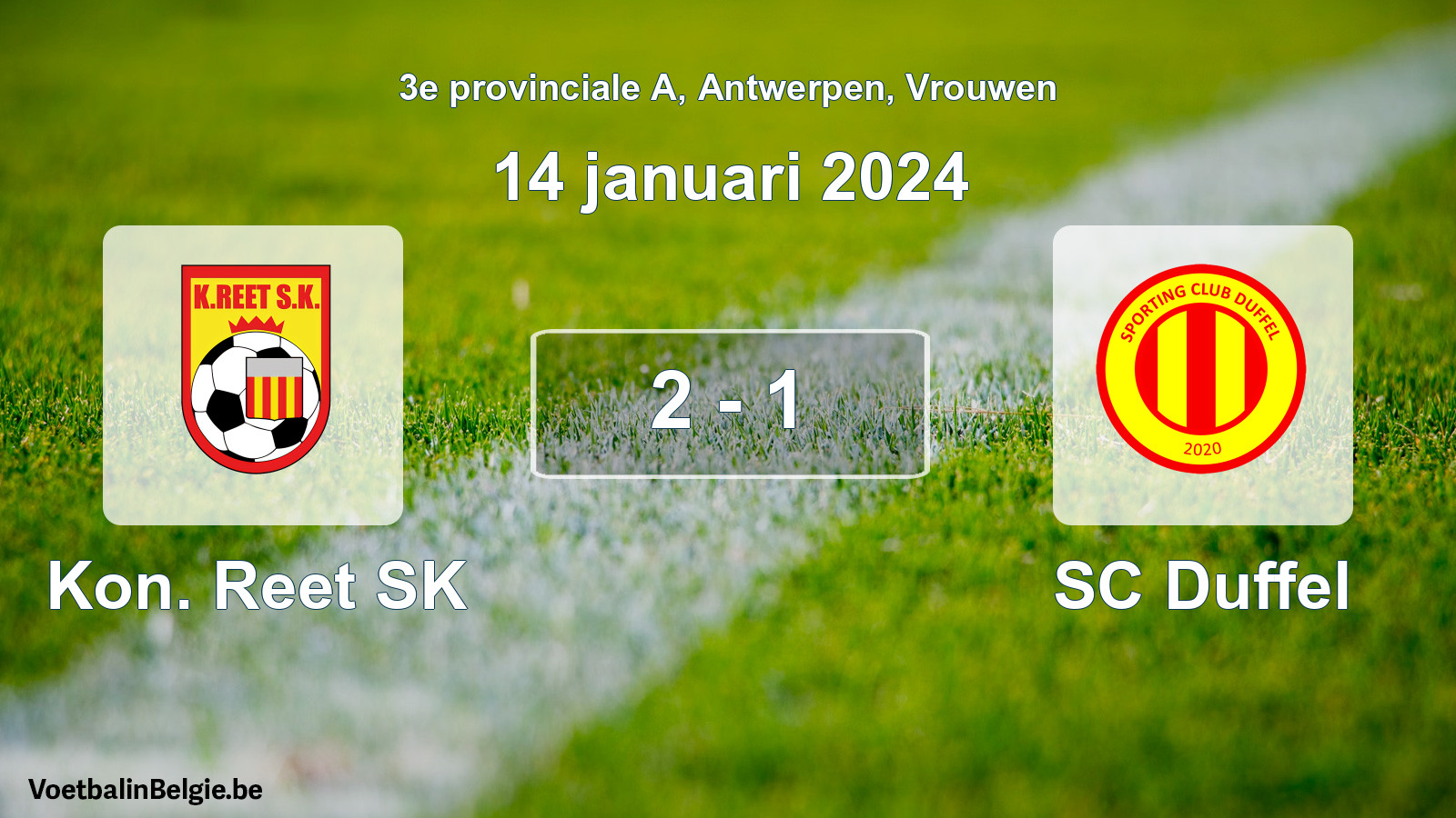 Gespeelde wedstrijd vrouwenvoetbal: Kon. Reet SK - SC Duffel 2 - 1 (14 januari 2024)