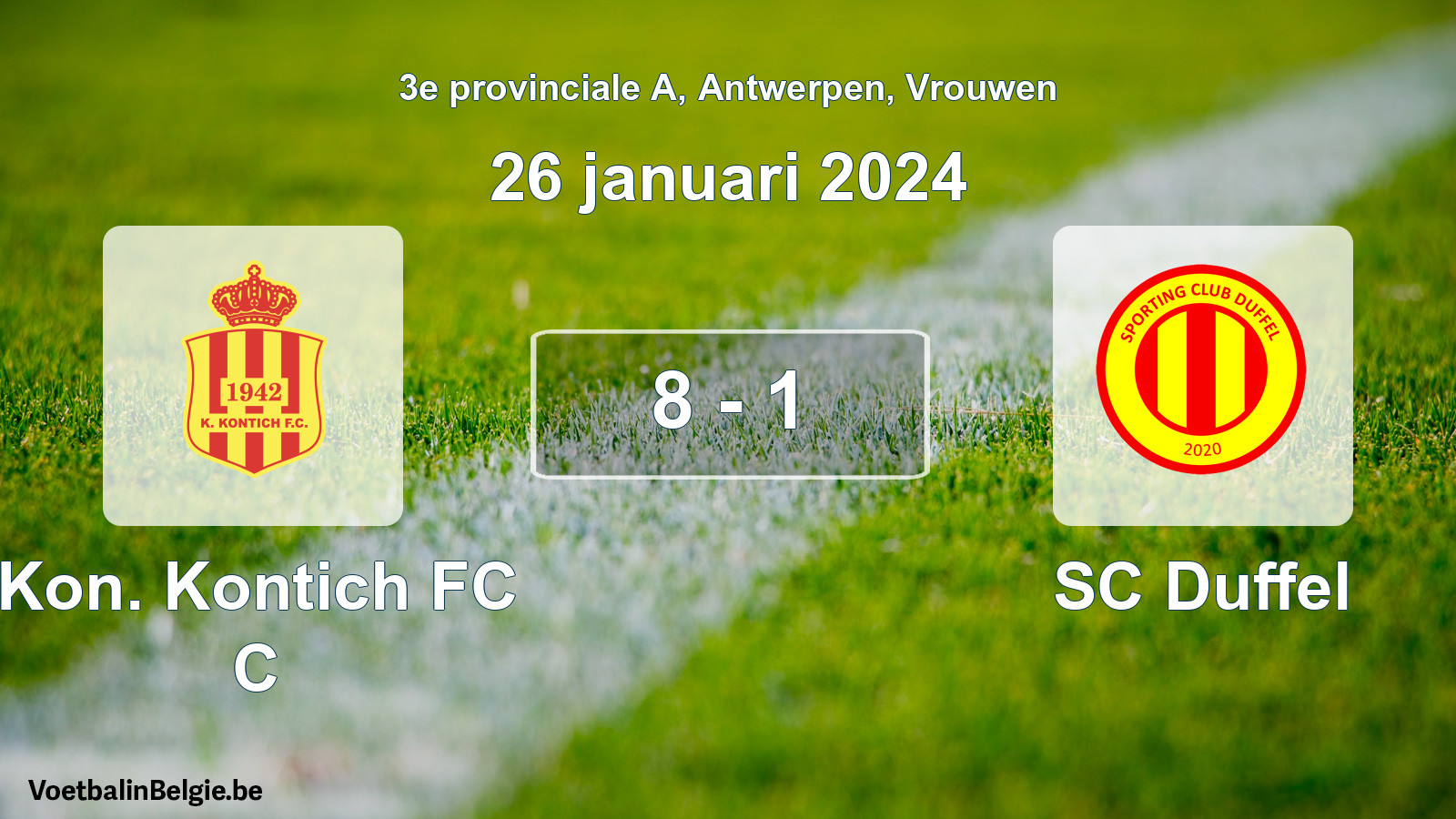 Played match women football: Kon. Kontich FC C - SC Duffel 8 - 1 (26 January 2024)