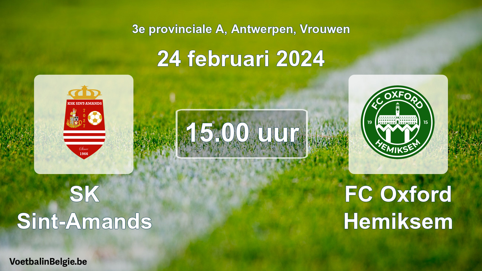 Geplande wedstrijd vrouwenvoetbal: SK Sint-Amands - FC Oxford Hemiksem (24 februari 2024)