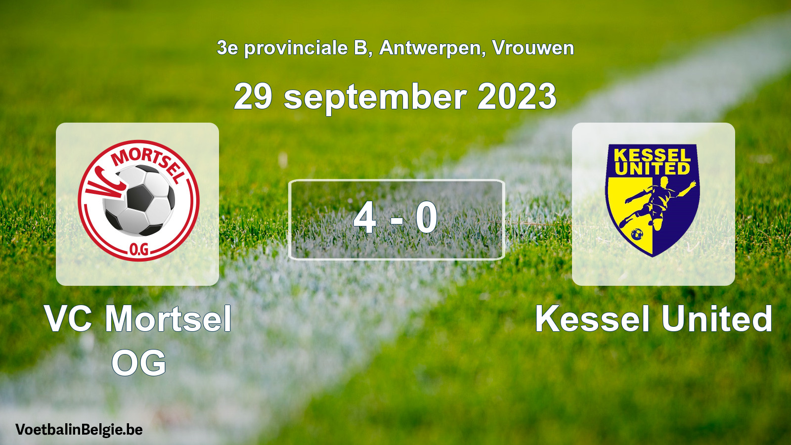 Gespeelde wedstrijd vrouwenvoetbal: VC Mortsel OG - Kessel United 4 - 0 (29 september 2023)