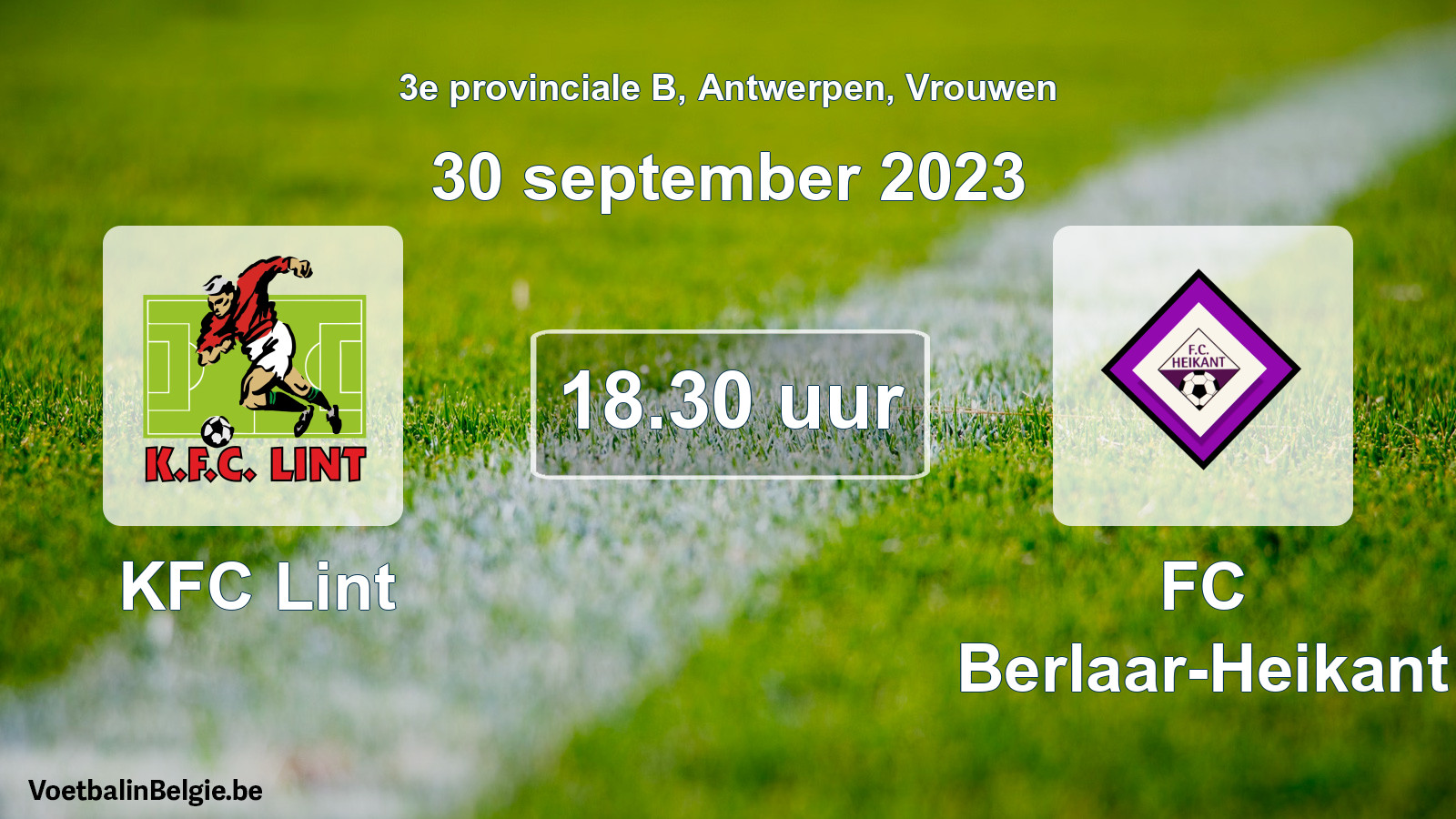Geplantes Spiel frauen-Fußball: KFC Lint - FC Berlaar-Heikant (30 September 2023)
