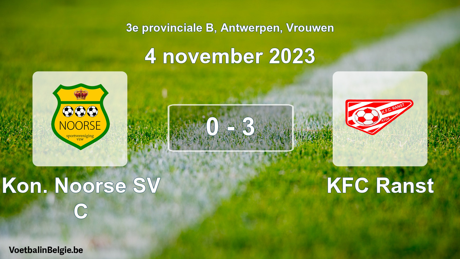 Gespeelde wedstrijd vrouwenvoetbal: Kon. Noorse SV C - KFC Ranst 0 - 3 (4 november 2023)