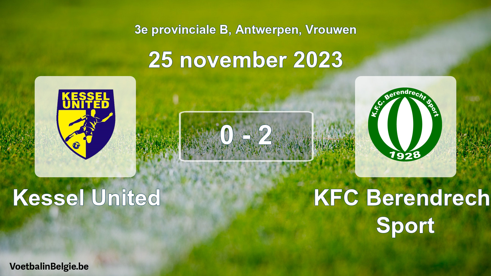 Gespeelde wedstrijd vrouwenvoetbal: Kessel United - KFC Berendrecht Sport 0 - 2 (25 november 2023)