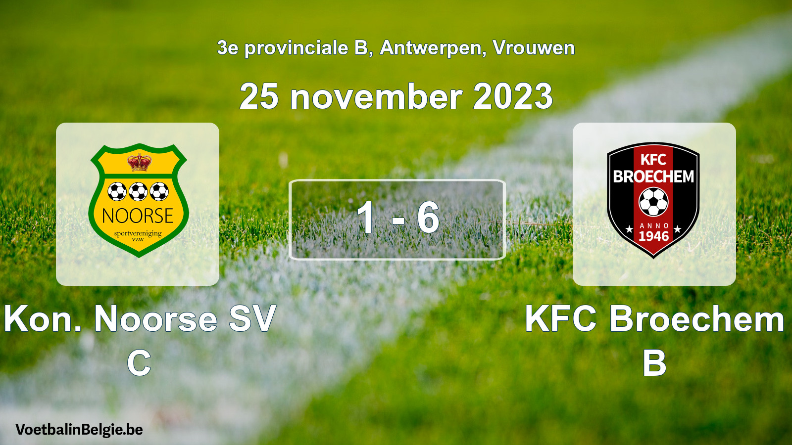 Gespeelde wedstrijd vrouwenvoetbal: Kon. Noorse SV C - KFC Broechem B 1 - 6 (25 november 2023)