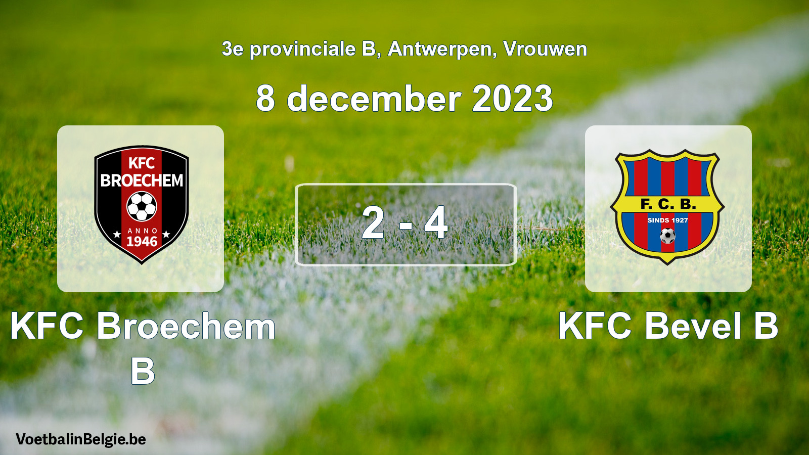 Gespeelde wedstrijd vrouwenvoetbal: KFC Broechem B - KFC Bevel B 2 - 4 (8 december 2023)