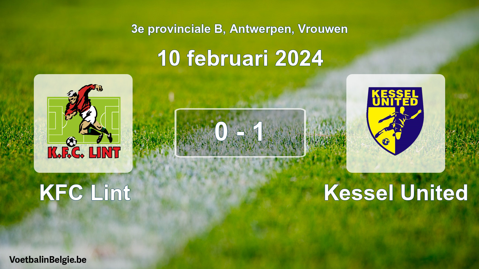 Gespeelde wedstrijd vrouwenvoetbal: KFC Lint - Kessel United 0 - 1 (10 februari 2024)