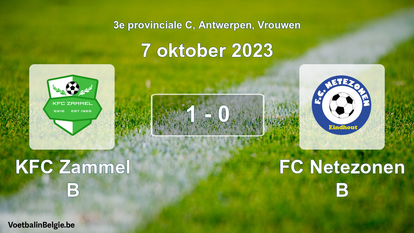 Gespeelde wedstrijd vrouwenvoetbal: KFC Zammel B - FC Netezonen B 1 - 0 (7 oktober 2023)