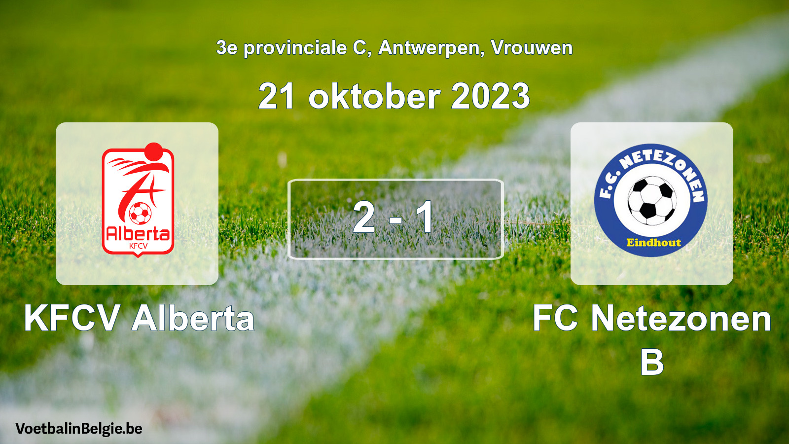 Gespeelde wedstrijd vrouwenvoetbal: KFCV Alberta - FC Netezonen B 2 - 1 (21 oktober 2023)