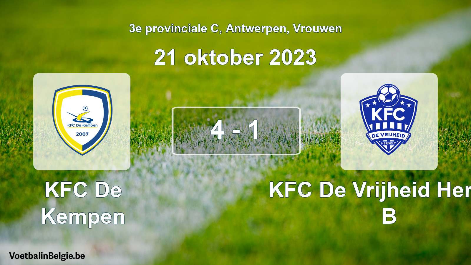 Gespeelde wedstrijd vrouwenvoetbal: KFC De Kempen - KFC De Vrijheid Herselt B 4 - 1 (21 oktober 2023)