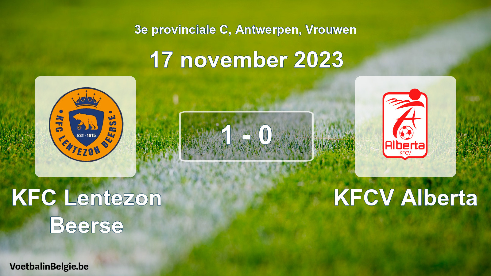 Gespeelde wedstrijd vrouwenvoetbal: KFC Lentezon Beerse - KFCV Alberta 1 - 0 (17 november 2023)