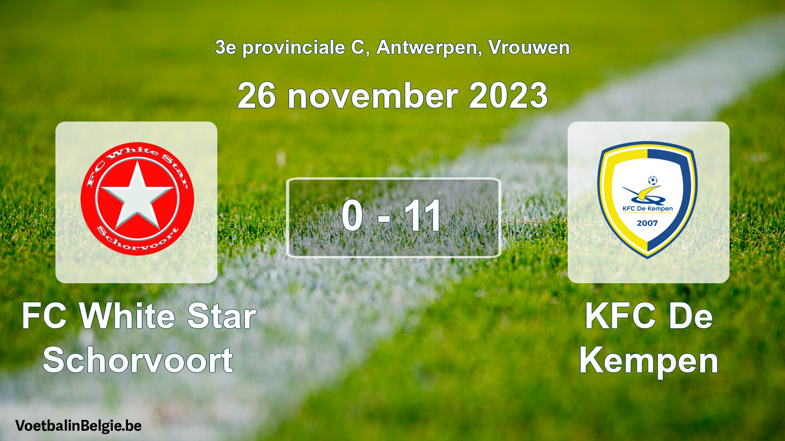 Gespeelde wedstrijd vrouwenvoetbal: FC White Star Schorvoort - KFC De Kempen 0 - 11 (26 november 2023)