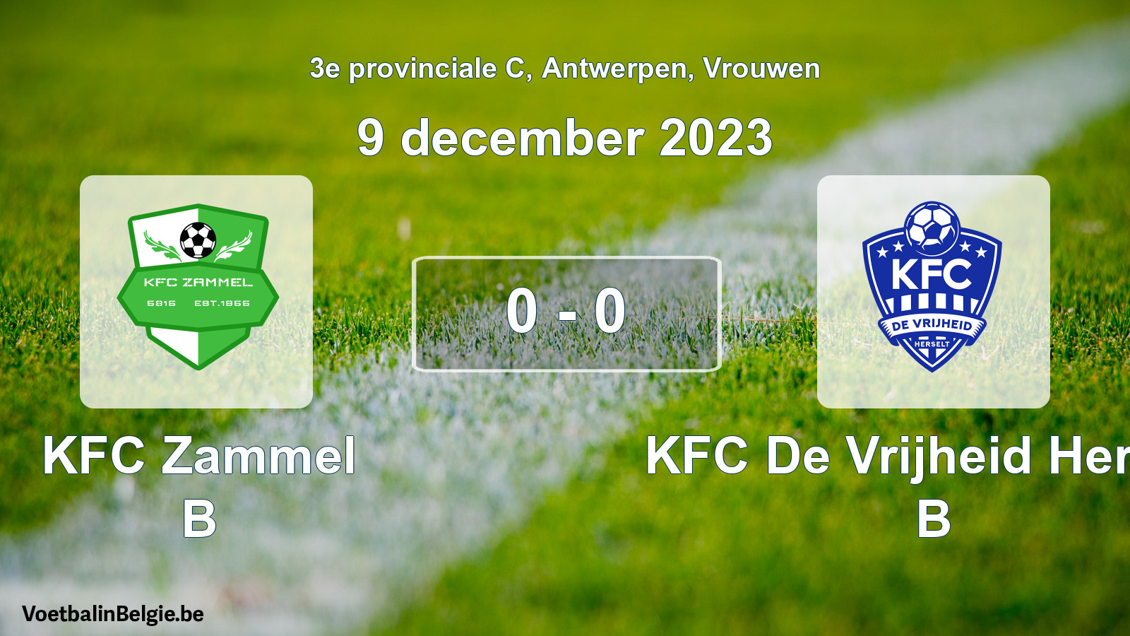 Gespeelde wedstrijd vrouwenvoetbal: KFC Zammel B - KFC De Vrijheid Herselt B 0 - 0 (9 december 2023)