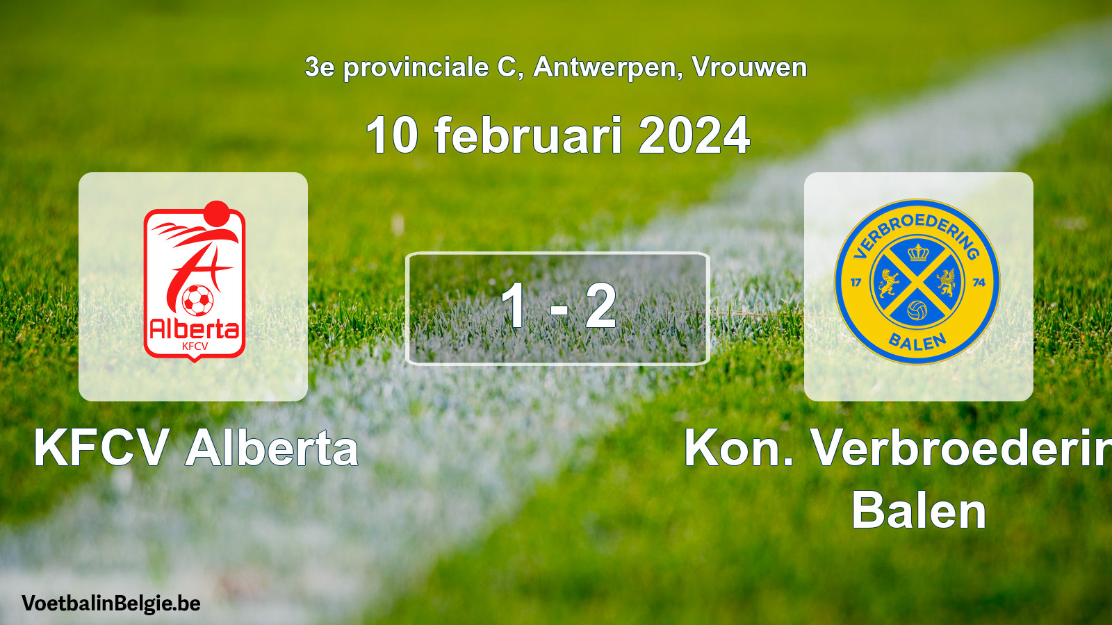 Gespeelde wedstrijd vrouwenvoetbal: KFCV Alberta - Kon. Verbroedering Balen 1 - 2 (10 februari 2024)