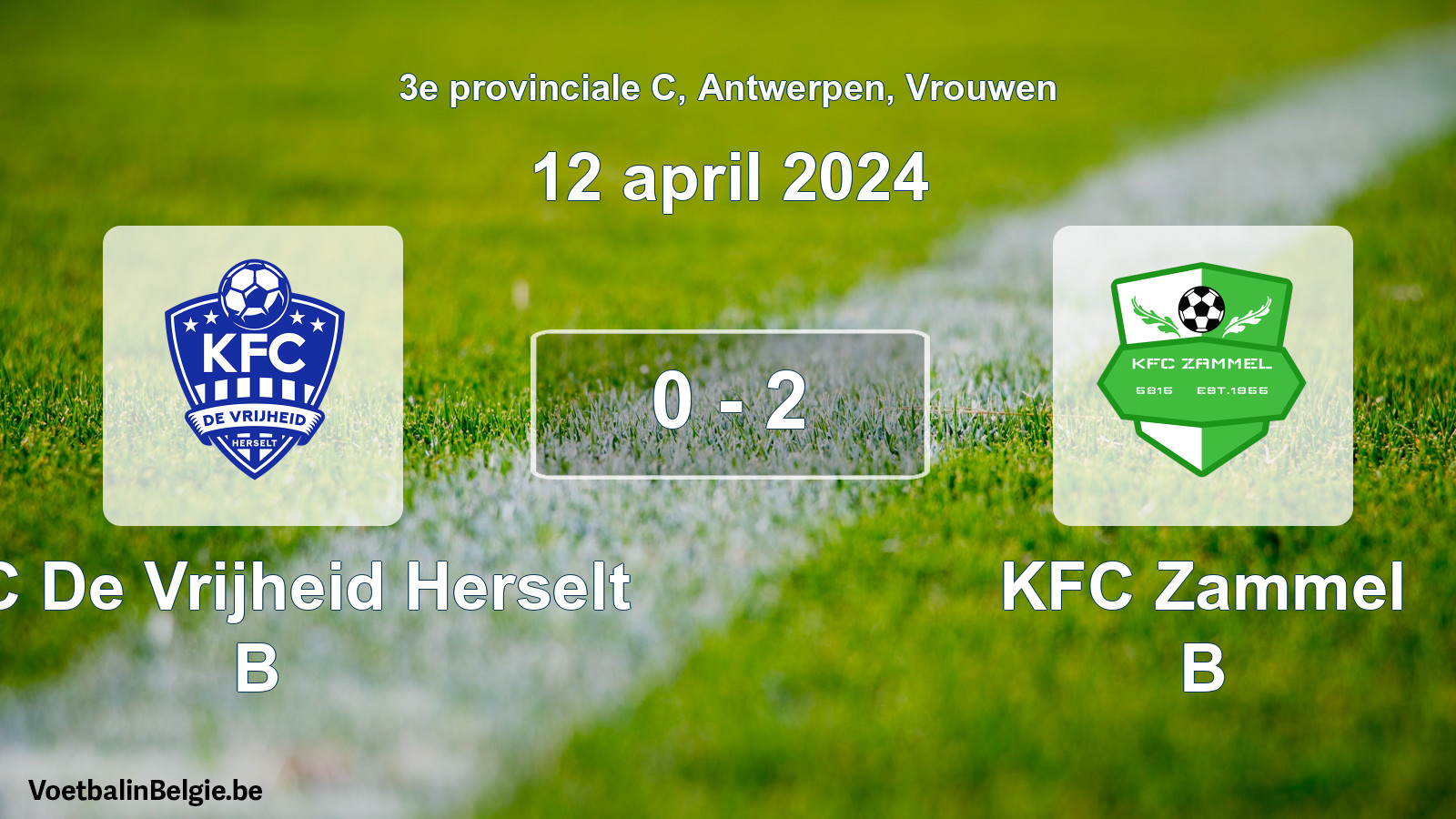 Gespeelde wedstrijd vrouwenvoetbal: KFC De Vrijheid Herselt B - KFC Zammel B 0 - 2 (12 april 2024)
