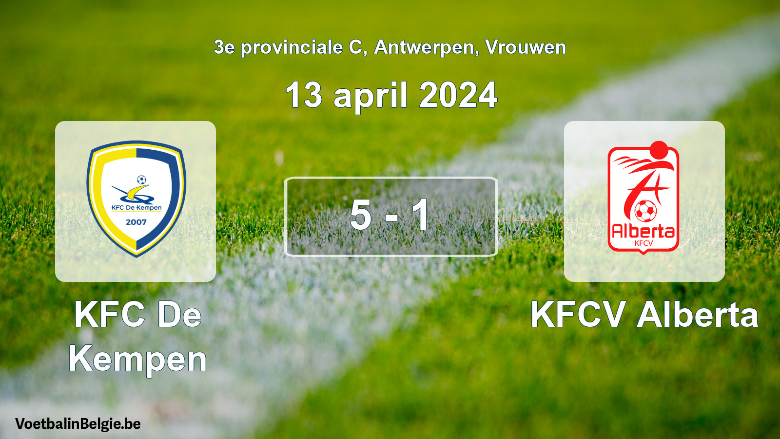 Played match women football: KFC De Kempen - KFCV Alberta 5 - 1 (13 April 2024)