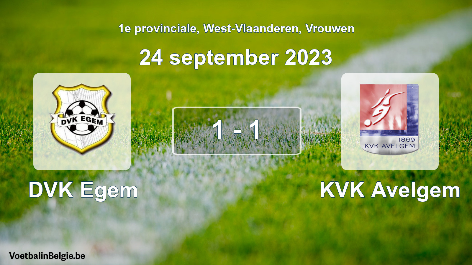 Gespeelde wedstrijd vrouwenvoetbal: DVK Egem - KVK Avelgem 1 - 1 (24 september 2023)
