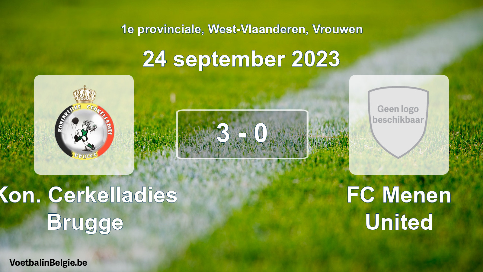 Gespeelde wedstrijd vrouwenvoetbal: Kon. Cerkelladies Brugge - FC Menen United 3 - 0 (24 september 2023)