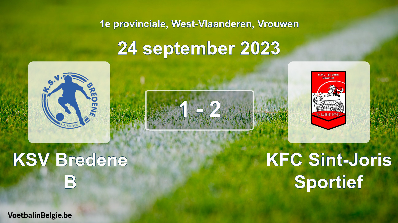 Gespeelde wedstrijd vrouwenvoetbal: KSV Bredene B - KFC Sint-Joris Sportief 1 - 2 (24 september 2023)