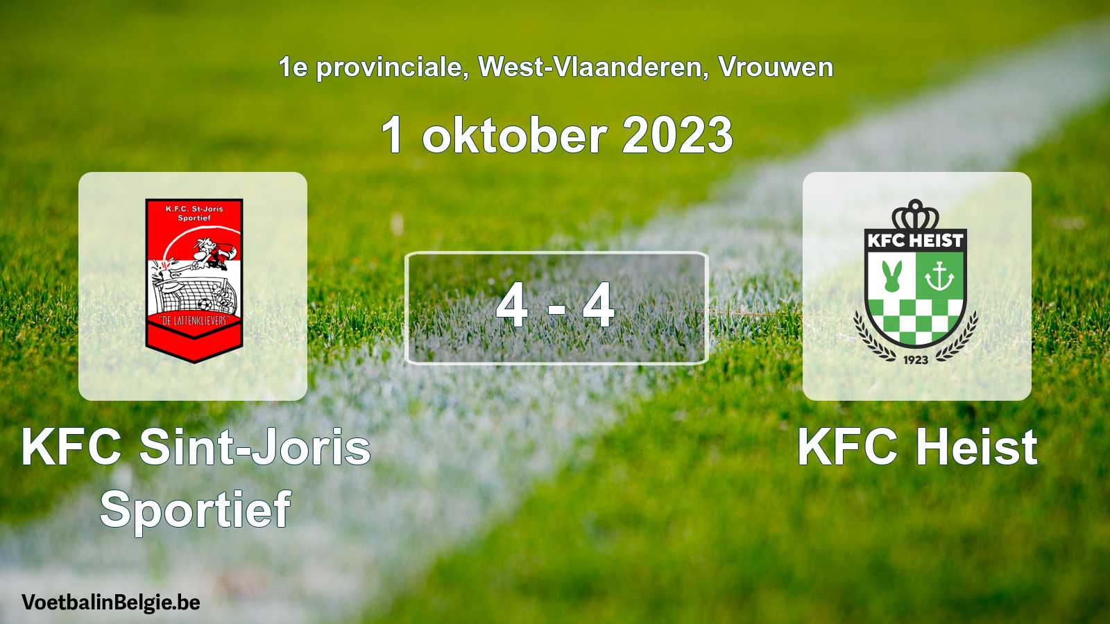 Gespeelde wedstrijd vrouwenvoetbal: KFC Sint-Joris Sportief - KFC Heist 4 - 4 (1 oktober 2023)