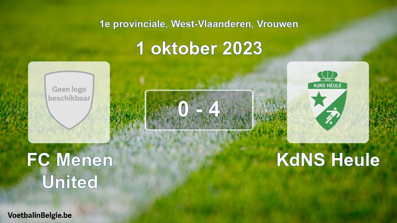 Gespeelde wedstrijd vrouwenvoetbal: FC Menen United - KdNS Heule 0 - 4 (1 oktober 2023)