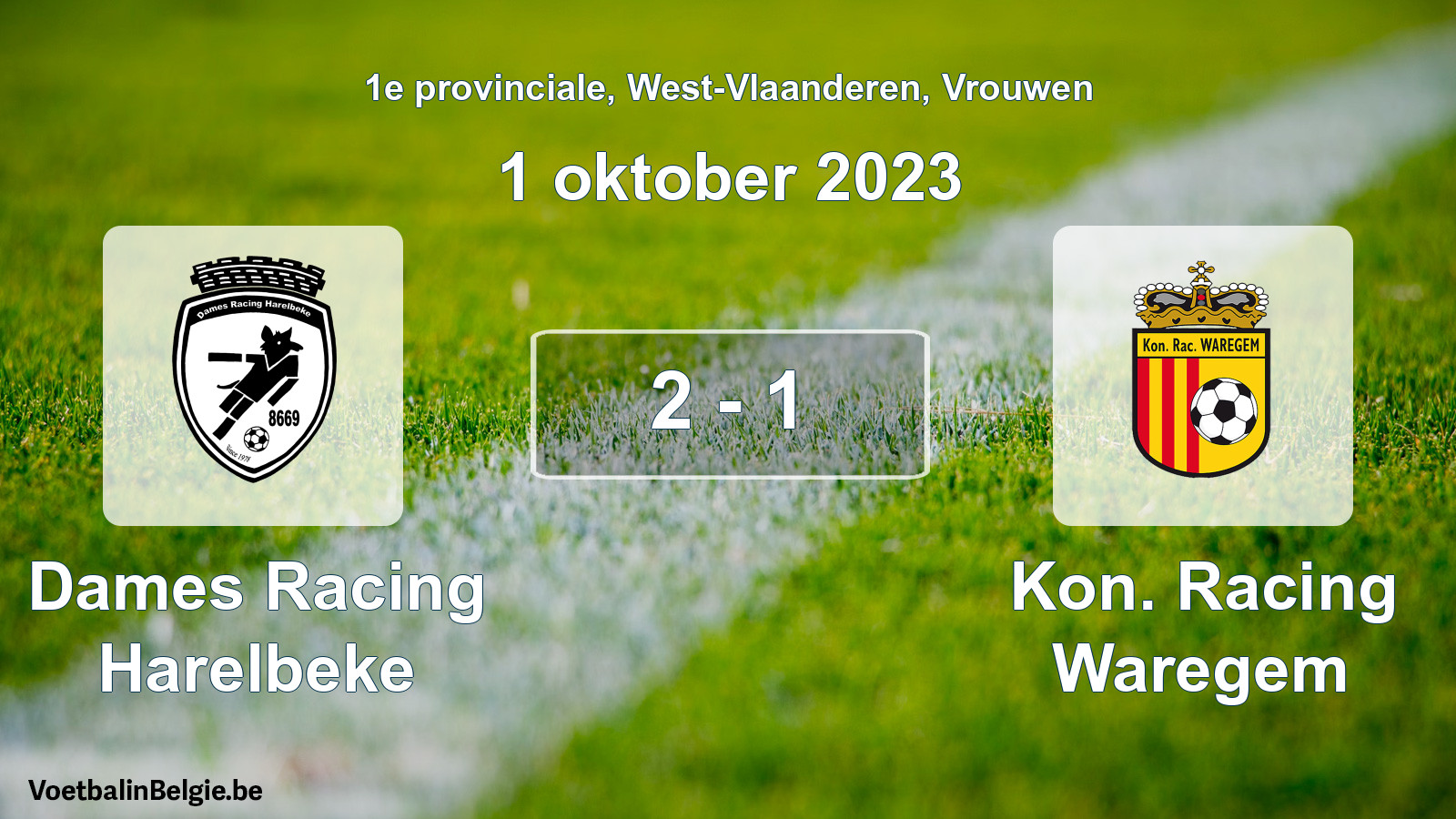 Gespeelde wedstrijd vrouwenvoetbal: Dames Racing Harelbeke - Kon. Racing Waregem 2 - 1 (1 oktober 2023)
