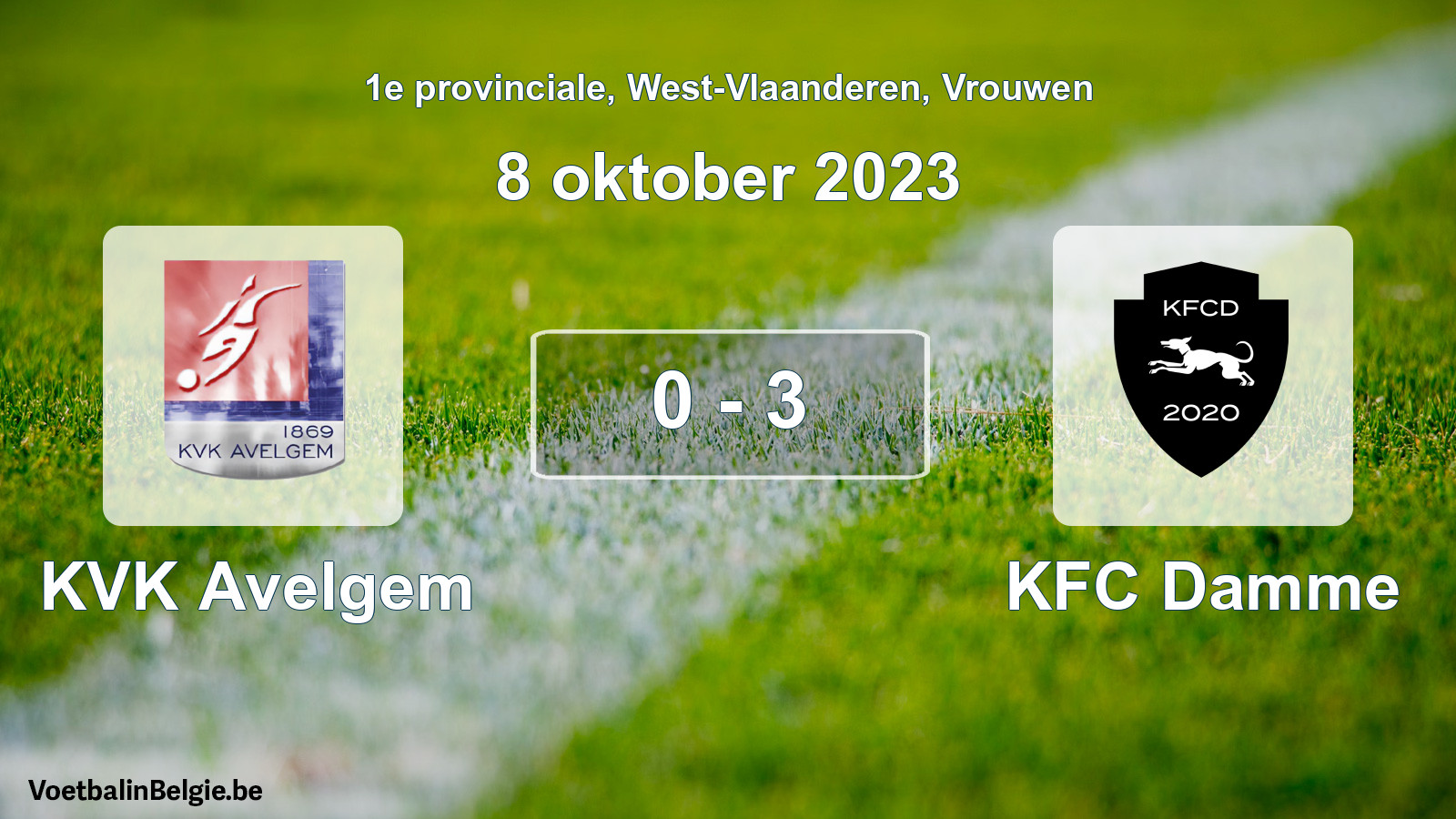 Gespeelde wedstrijd vrouwenvoetbal: KVK Avelgem - KFC Damme 0 - 3 (8 oktober 2023)