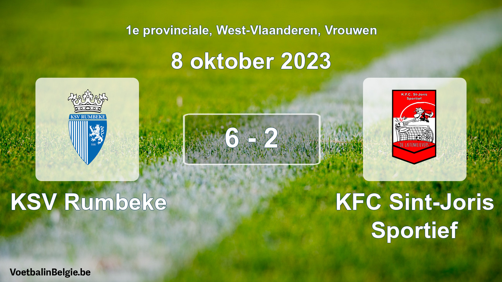 Gespeelde wedstrijd vrouwenvoetbal: KSV Rumbeke - KFC Sint-Joris Sportief 6 - 2 (8 oktober 2023)