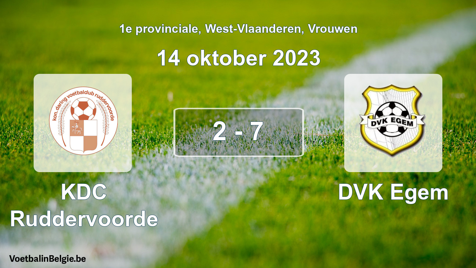 Gespeelde wedstrijd vrouwenvoetbal: KDC Ruddervoorde - DVK Egem 2 - 7 (14 oktober 2023)