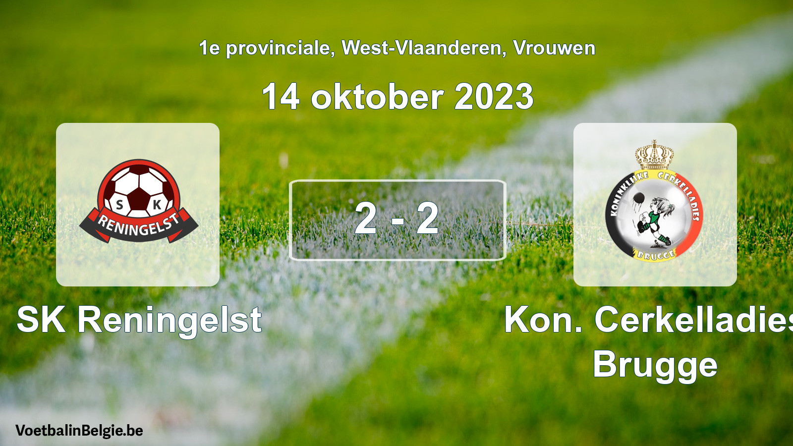 Gespeelde wedstrijd vrouwenvoetbal: SK Reningelst - Kon. Cerkelladies Brugge 2 - 2 (14 oktober 2023)