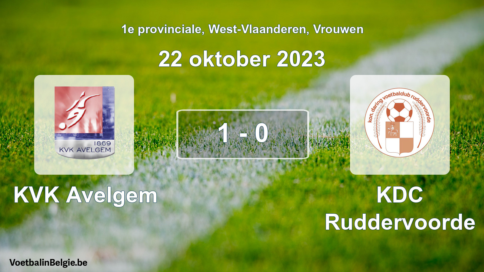 Gespeelde wedstrijd vrouwenvoetbal: KVK Avelgem - KDC Ruddervoorde 1 - 0 (22 oktober 2023)