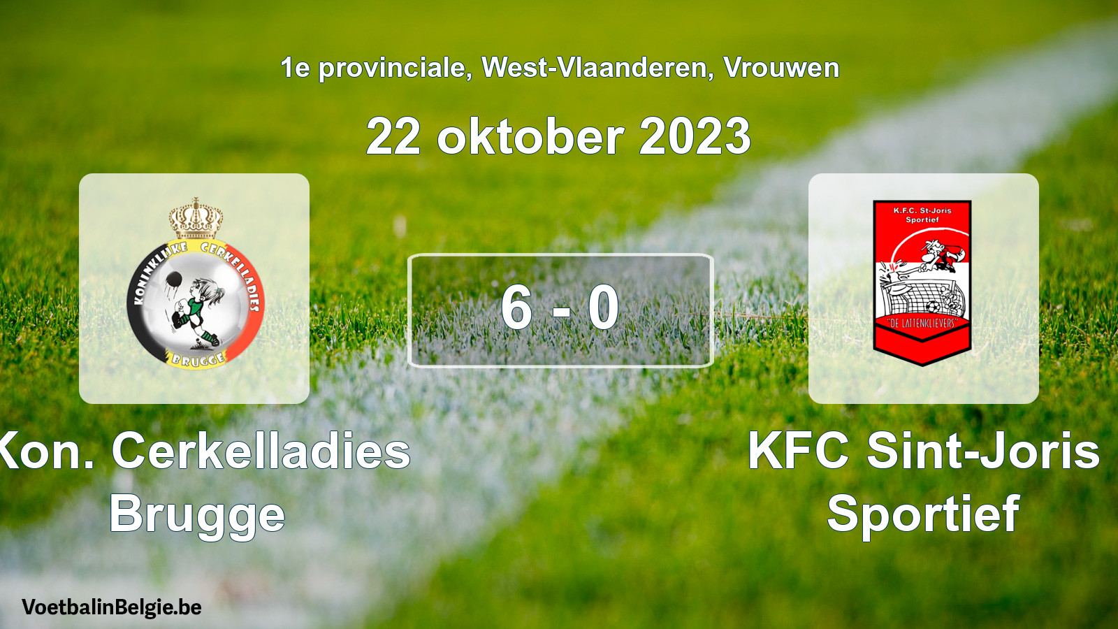 Gespeelde wedstrijd vrouwenvoetbal: Kon. Cerkelladies Brugge - KFC Sint-Joris Sportief 6 - 0 (22 oktober 2023)