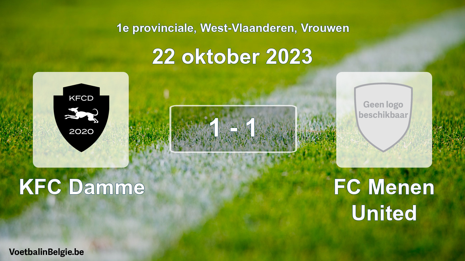 Gespeelde wedstrijd vrouwenvoetbal: KFC Damme - FC Menen United 1 - 1 (22 oktober 2023)