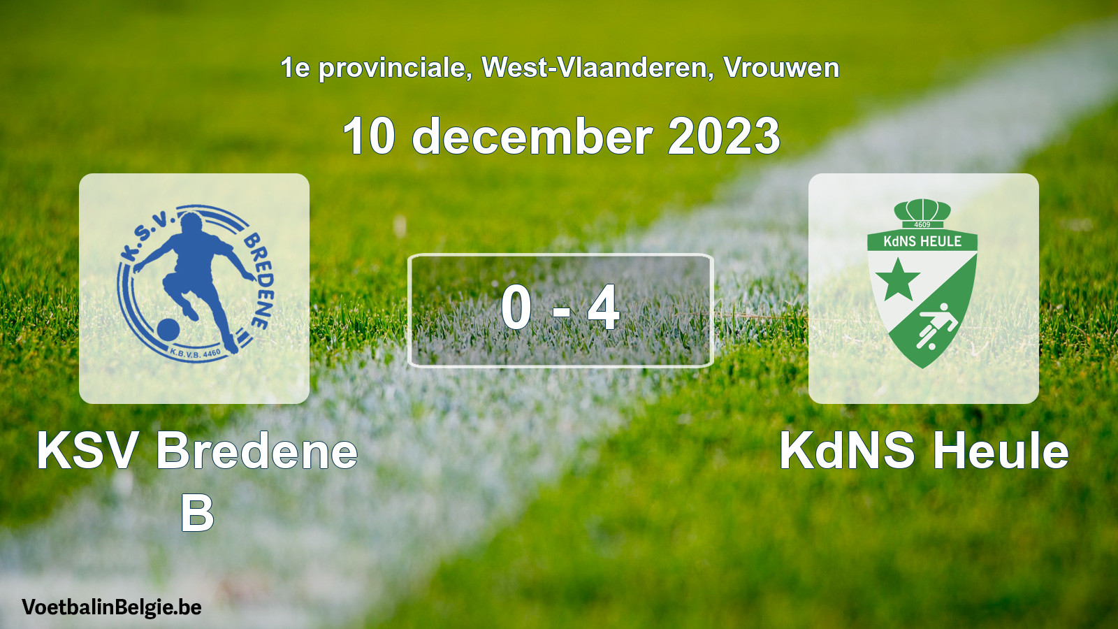 Gespeelde wedstrijd vrouwenvoetbal: KSV Bredene B - KdNS Heule 0 - 4 (10 december 2023)