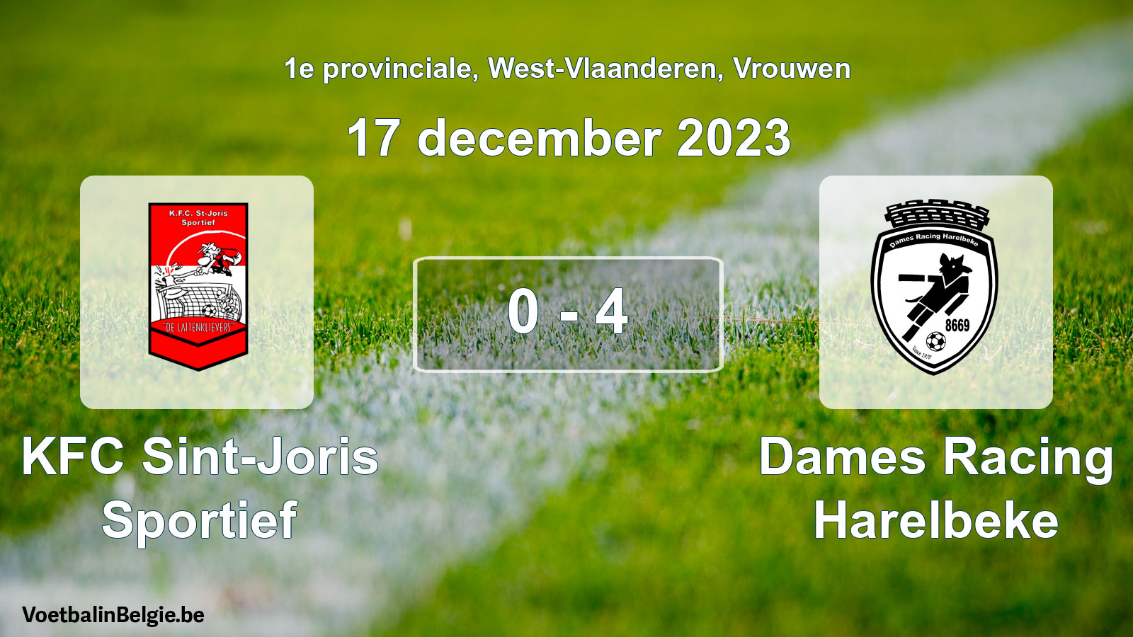 Gespeelde wedstrijd vrouwenvoetbal: KFC Sint-Joris Sportief - Dames Racing Harelbeke 0 - 4 (17 december 2023)