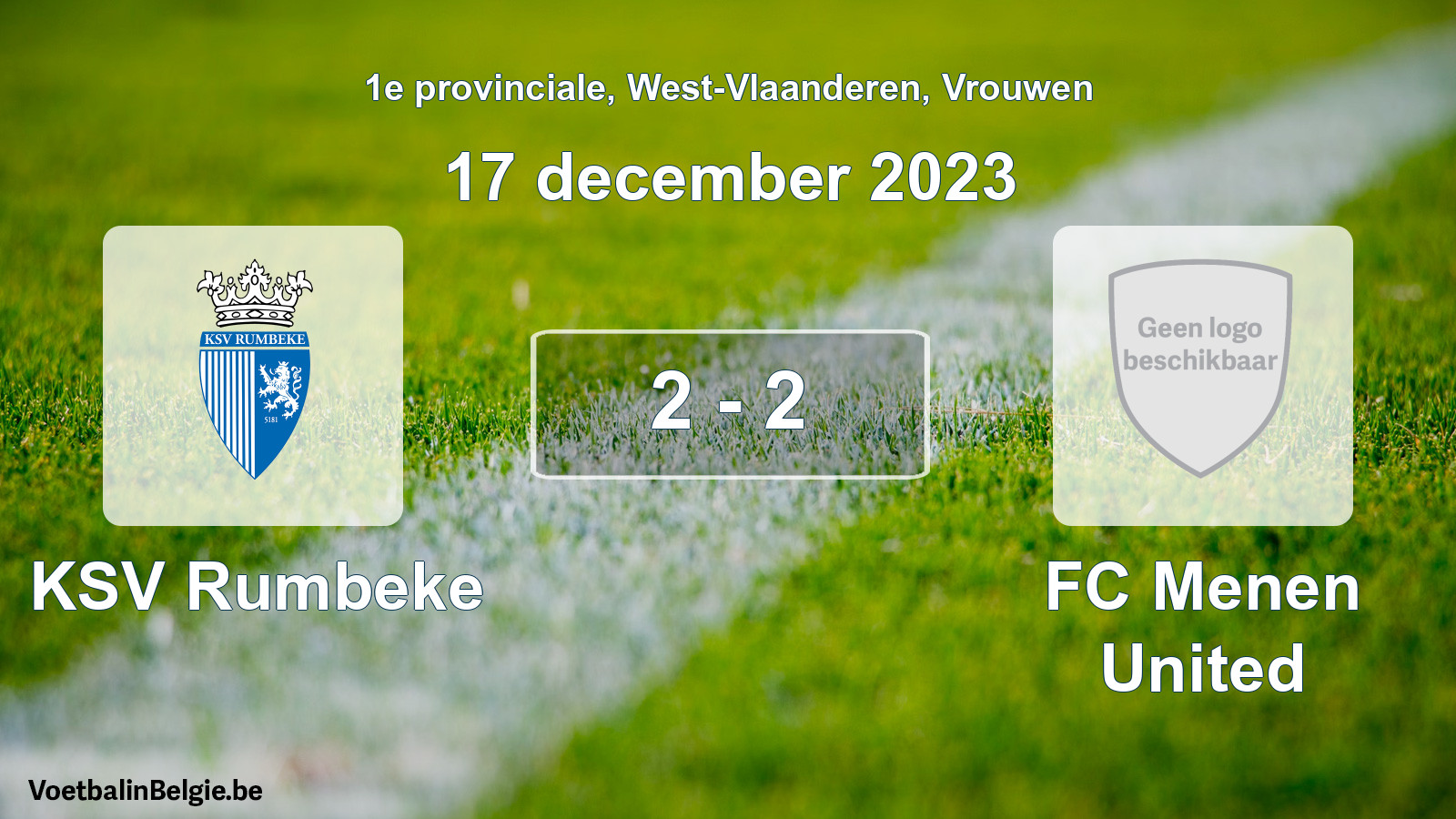 Gespeelde wedstrijd vrouwenvoetbal: KSV Rumbeke - FC Menen United 2 - 2 (17 december 2023)