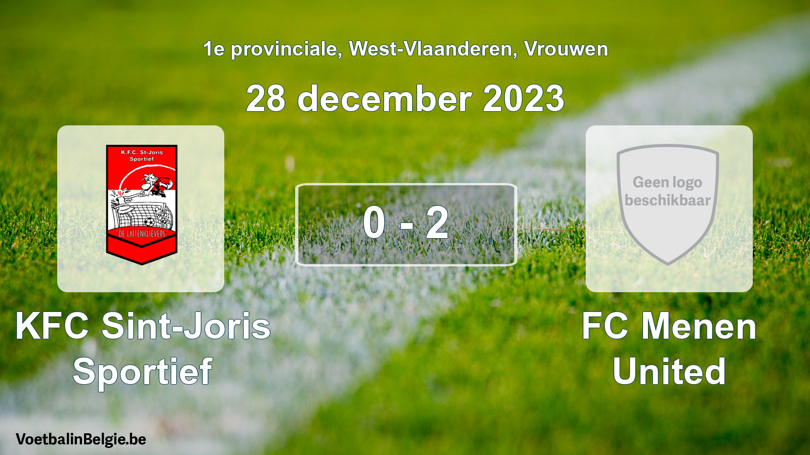 Gespeelde wedstrijd vrouwenvoetbal: KFC Sint-Joris Sportief - FC Menen United 0 - 2 (28 december 2023)