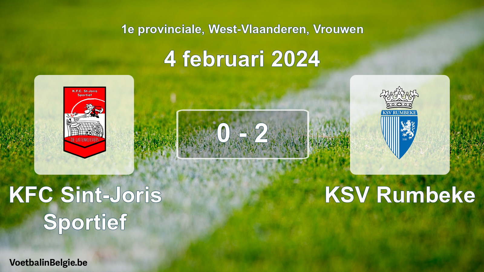 Gespeelde wedstrijd vrouwenvoetbal: KFC Sint-Joris Sportief - KSV Rumbeke 0 - 2 (4 februari 2024)