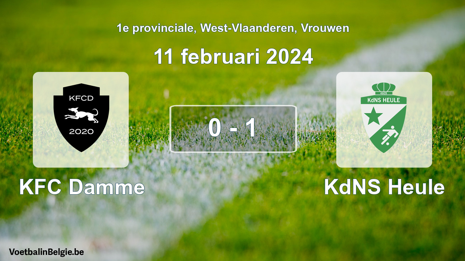 Gespeelde wedstrijd vrouwenvoetbal: KFC Damme - KdNS Heule 0 - 1 (11 februari 2024)