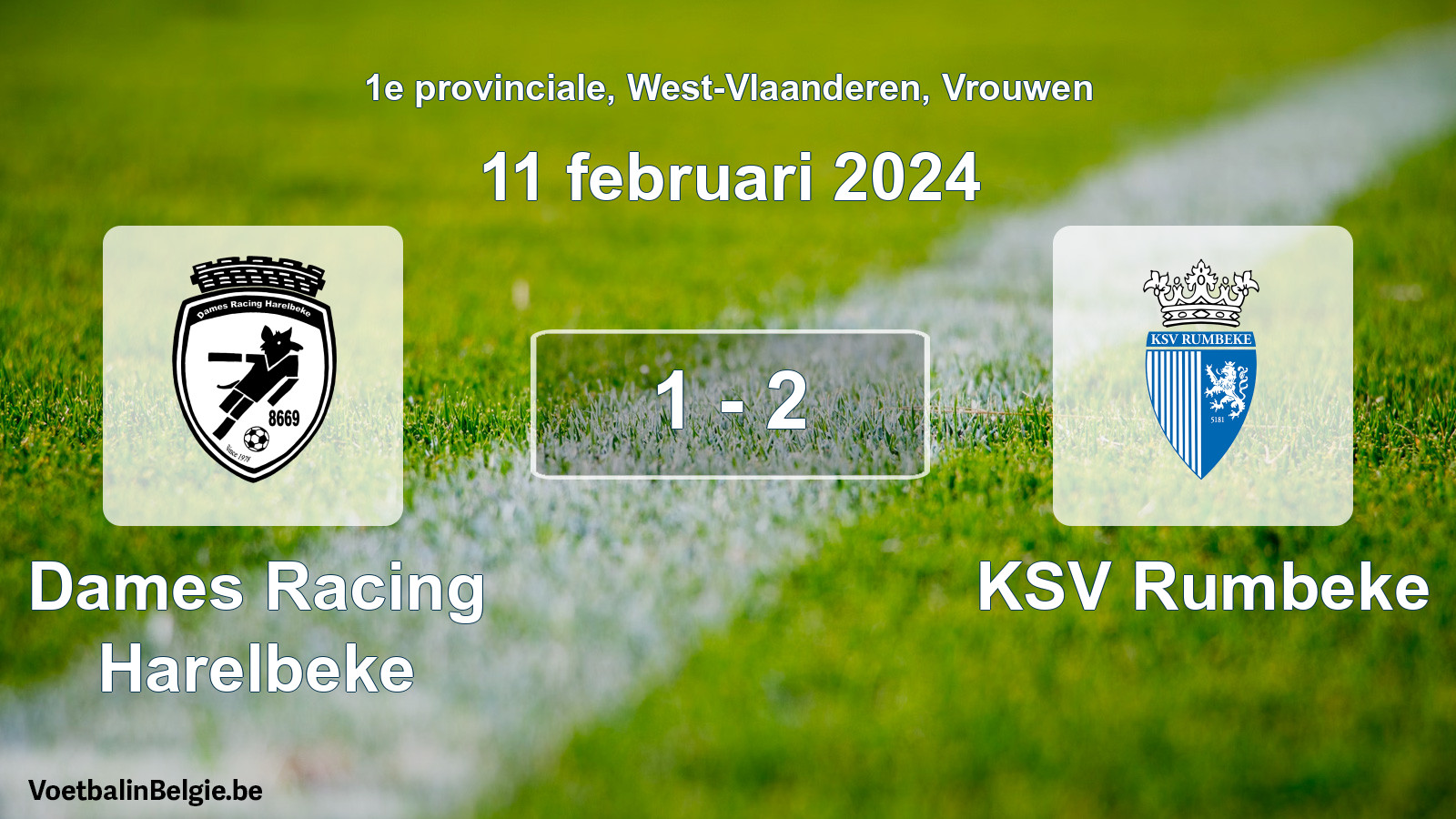 Gespeelde wedstrijd vrouwenvoetbal: Dames Racing Harelbeke - KSV Rumbeke 1 - 2 (11 februari 2024)