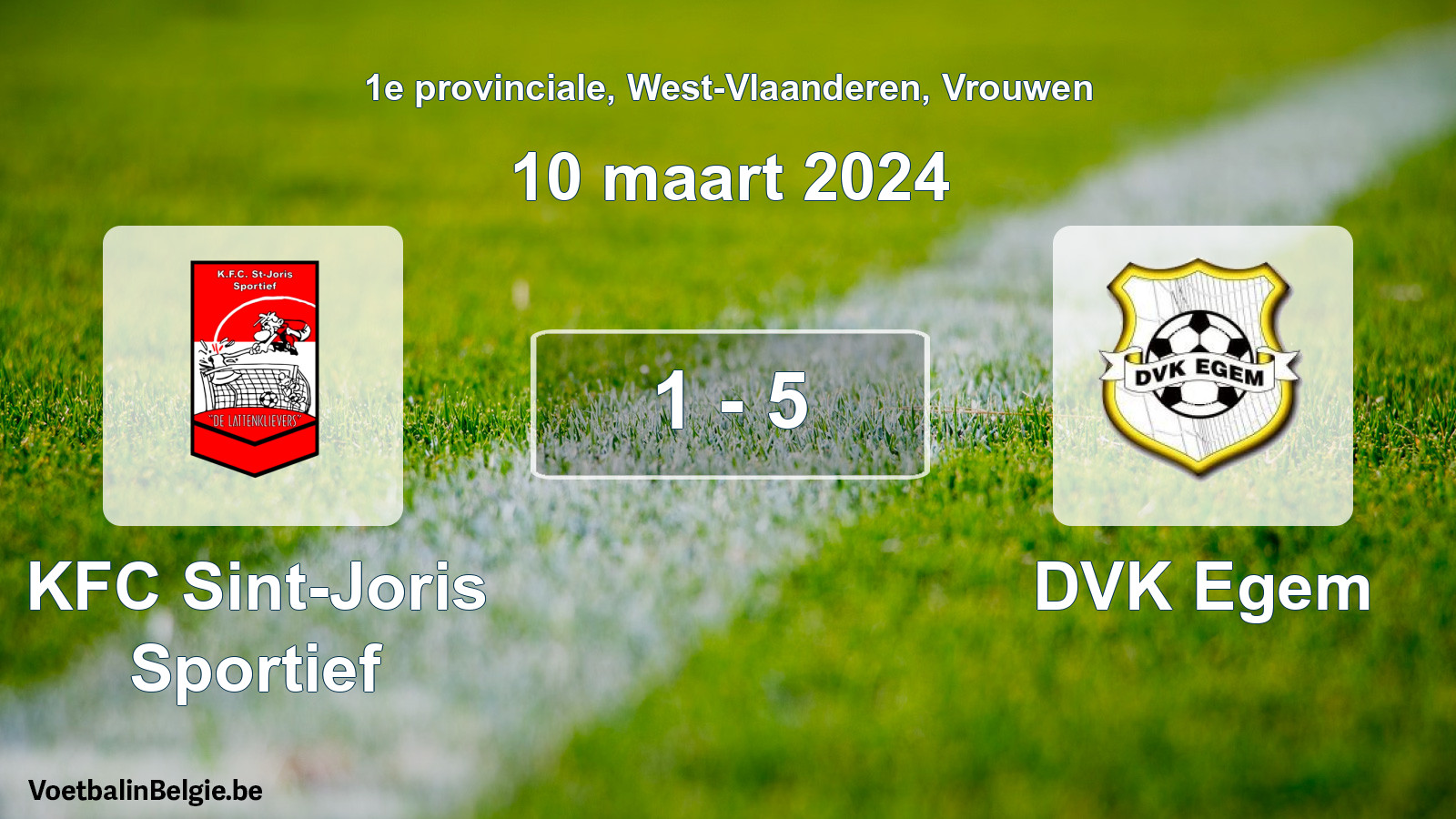 Gespeelde wedstrijd vrouwenvoetbal: KFC Sint-Joris Sportief - DVK Egem 1 - 5 (10 maart 2024)