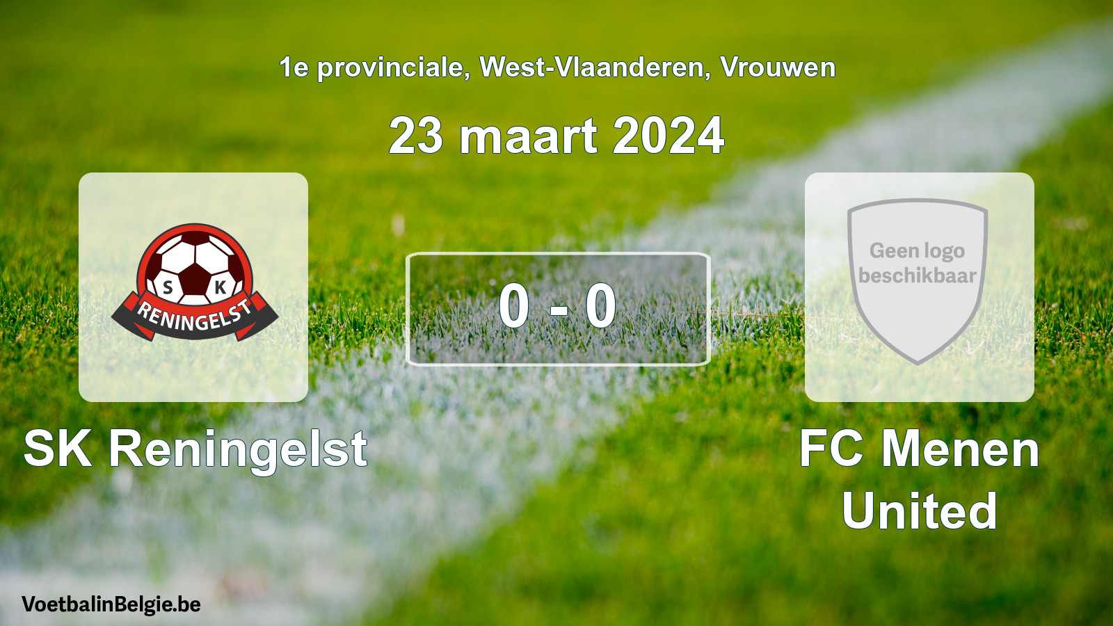 Gespeelde wedstrijd vrouwenvoetbal: SK Reningelst - FC Menen United 0 - 0 (23 maart 2024)
